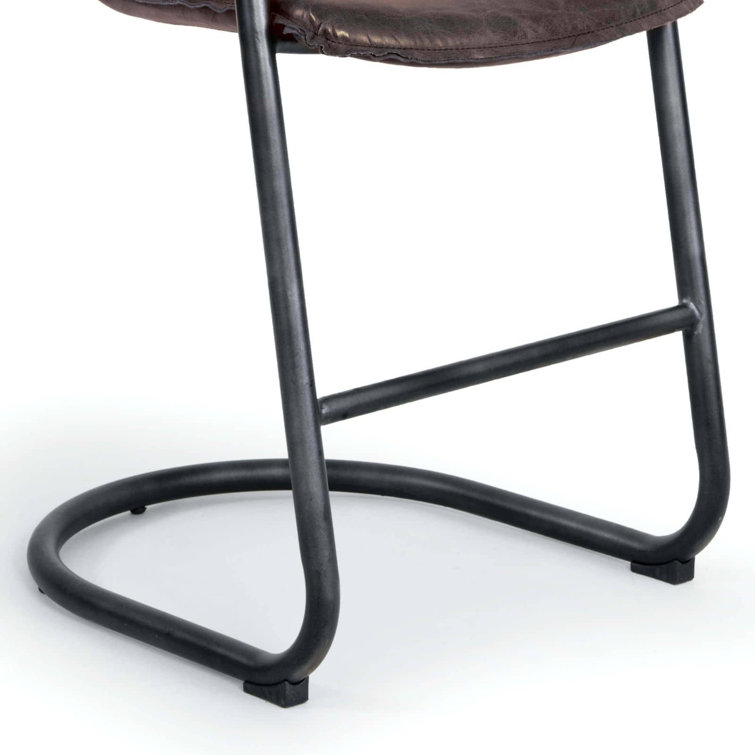 Distressed Whiskey Argentinian Leather Metal Counter Stool Set