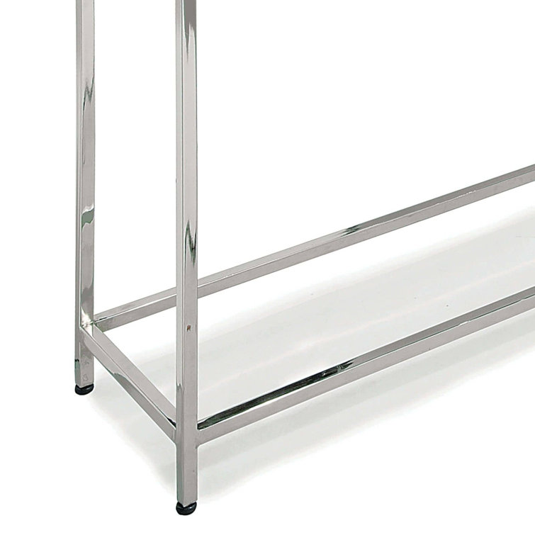 Nickel and Marble Console Table with Storage Shelf