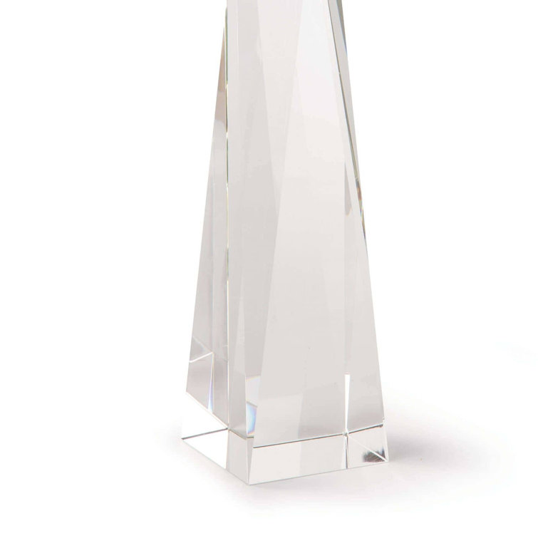 Angelica Clear Crystal Table Lamp with White Linen Shade
