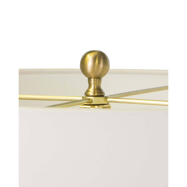 Hexagonal Alabaster Table Lamp with Linen Shade