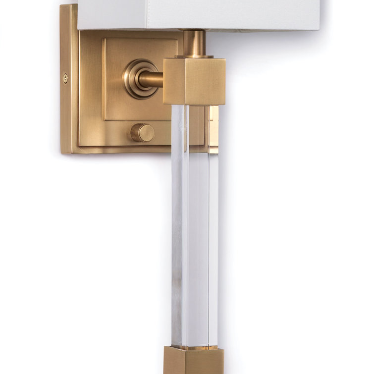 Metro Natural Brass 1-Light Sconce with Linen Shade