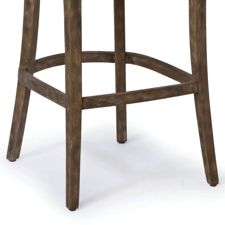 Vintage Ebony Argentinian Leather Aged Wood Tavern Bar Stool