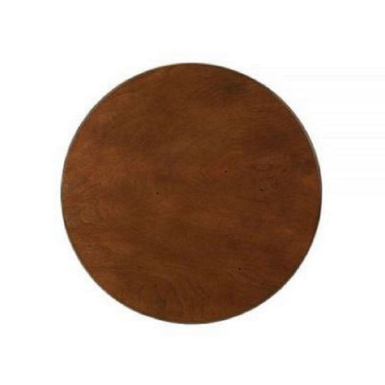 Alberta Walnut Round Wooden End Table with Shelf