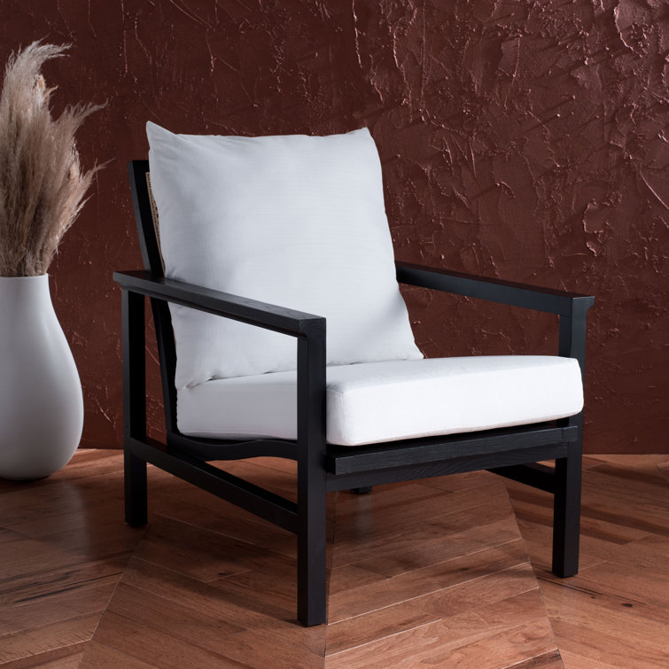 Madison Black & Natural Ash Wood Rattan Mesh Accent Chair
