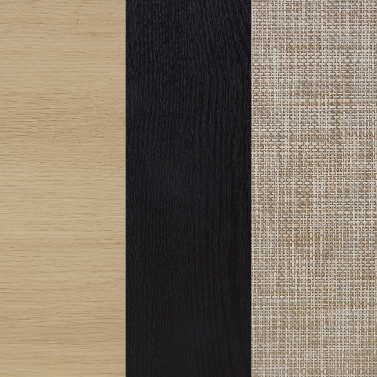 Black Oak and Cane Adjustable Shelving Accent Cabinet