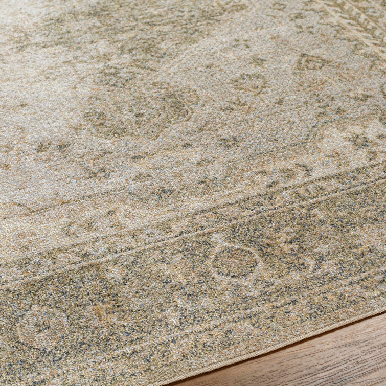 Gael Light Blue and Tan Washable Polyester Area Rug 2' x 3'