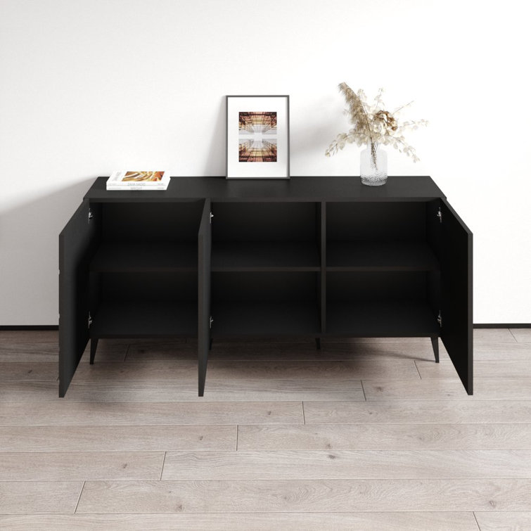 Nova 61'' Matte Black Modern Sideboard Buffet Credenza