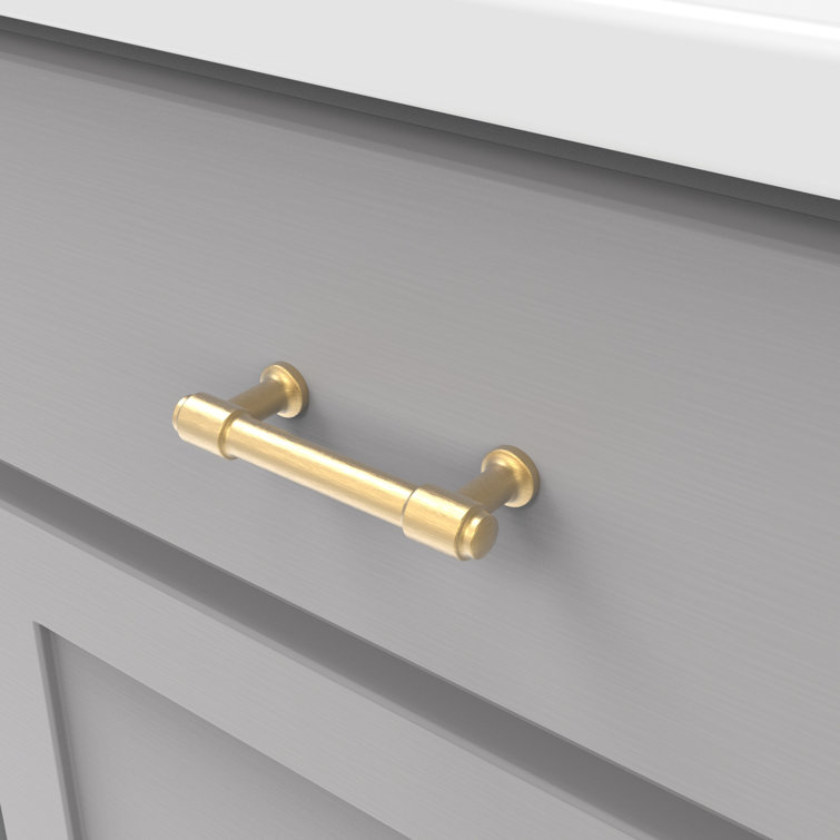 Brushed Golden Brass 3" Modern Cabinet Pulls with Mounting Hardware