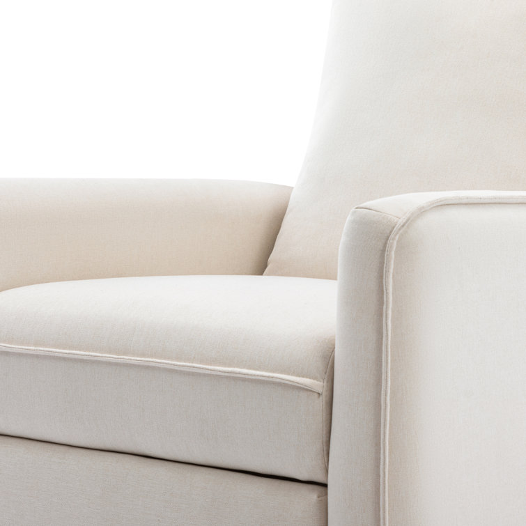 Cream Eco-Weave Swivel Recliner with Wood Base