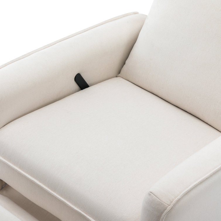 Cream Eco-Weave Swivel Recliner with Wood Base