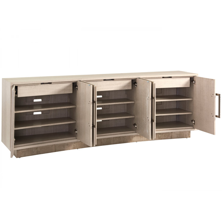 Donovan 100" Dove Gray Eucalyptus Veneer Media Console with Cabinet