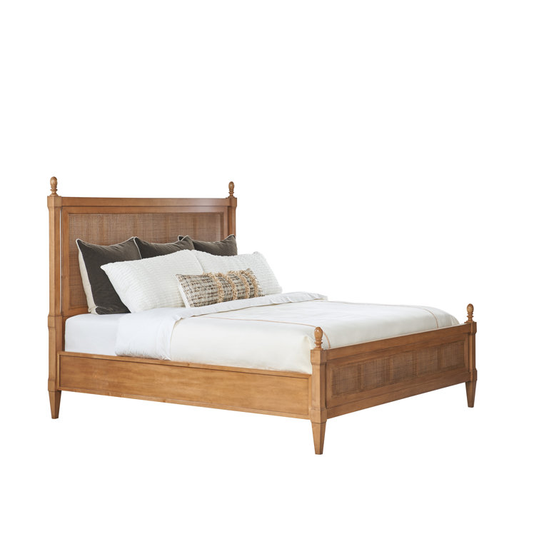 Queen Brown Wood Frame Poster Bed with Headboard