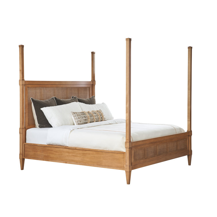 Traditional Brown Wood Frame California King Poster Bed with Headboard