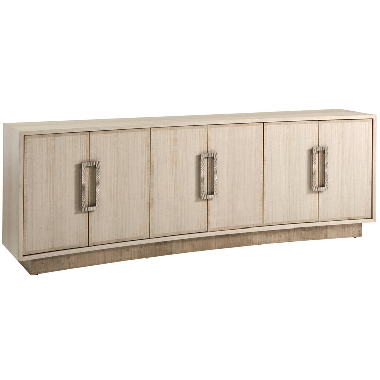 Donovan 100" Dove Gray Eucalyptus Veneer Media Console with Cabinet