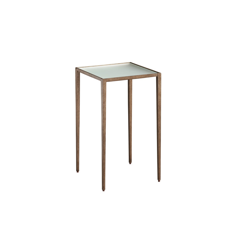 Laguna Brass Metal and Mirrored Glass Square End Table