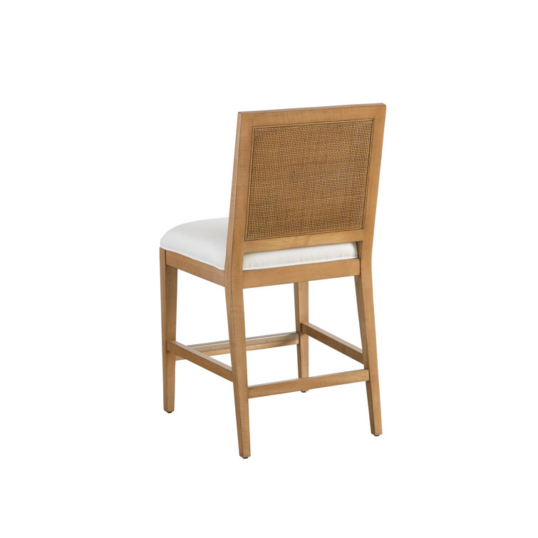 Mid-Century Modern White Linen Upholstered Side Chair with Brass Kickplate