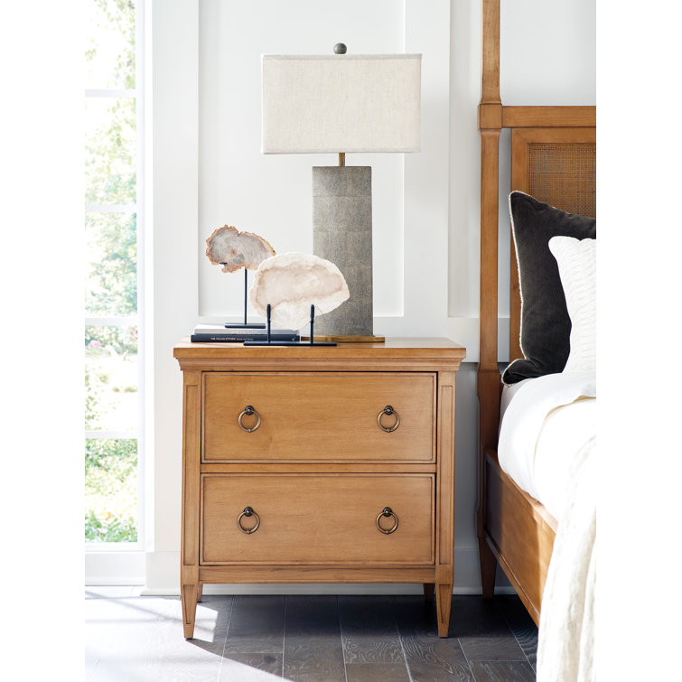 Barclay Mid-Century Modern Solid Wood 2-Drawer Nightstand in Brown