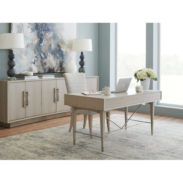 Gray Eucalyptus Veneer Mid Century Modern Writing Desk with Drawers