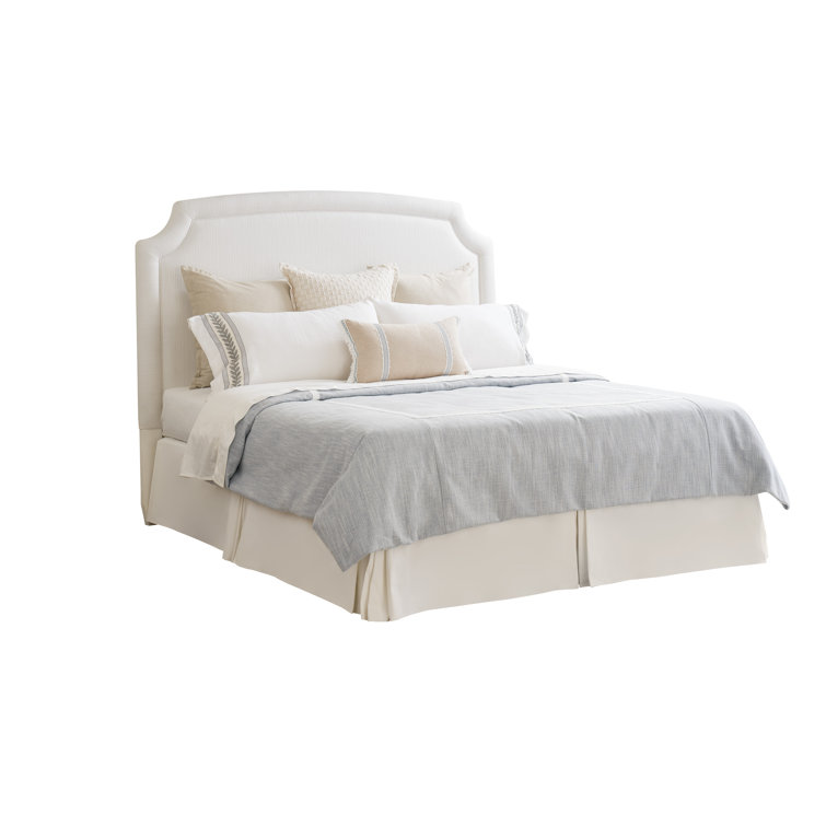 California King White Upholstered Wood and Metal Headboard