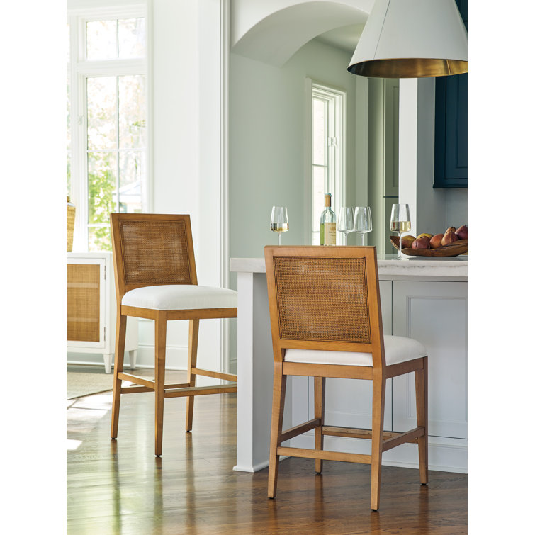 Mid-Century Modern White Linen Upholstered Side Chair with Brass Kickplate
