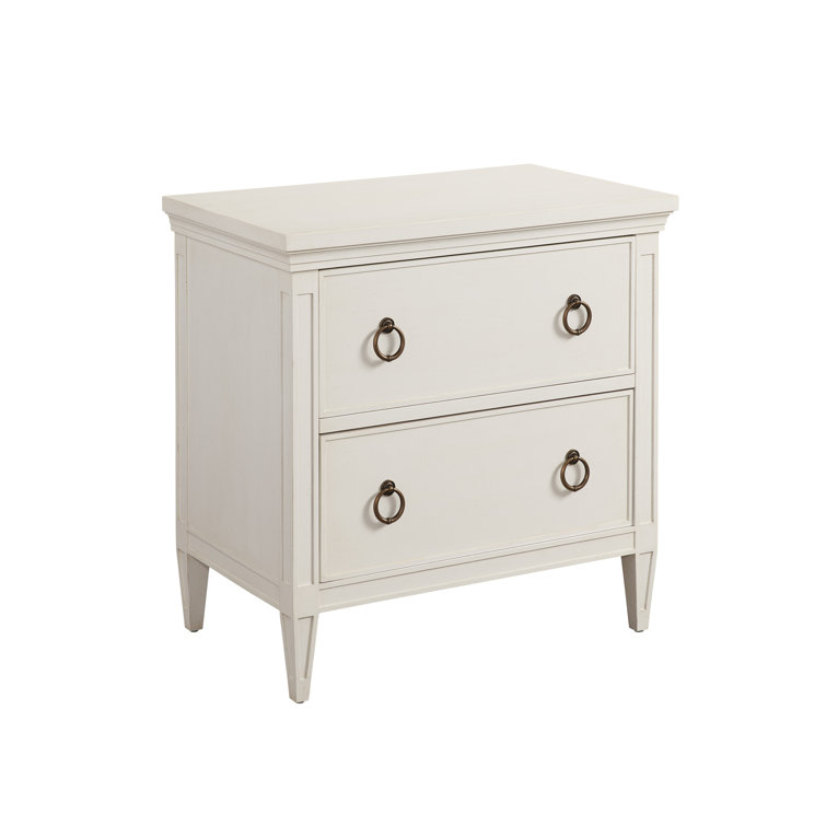 Laguna Mid-Century Modern White Solid Wood 2-Drawer Nightstand