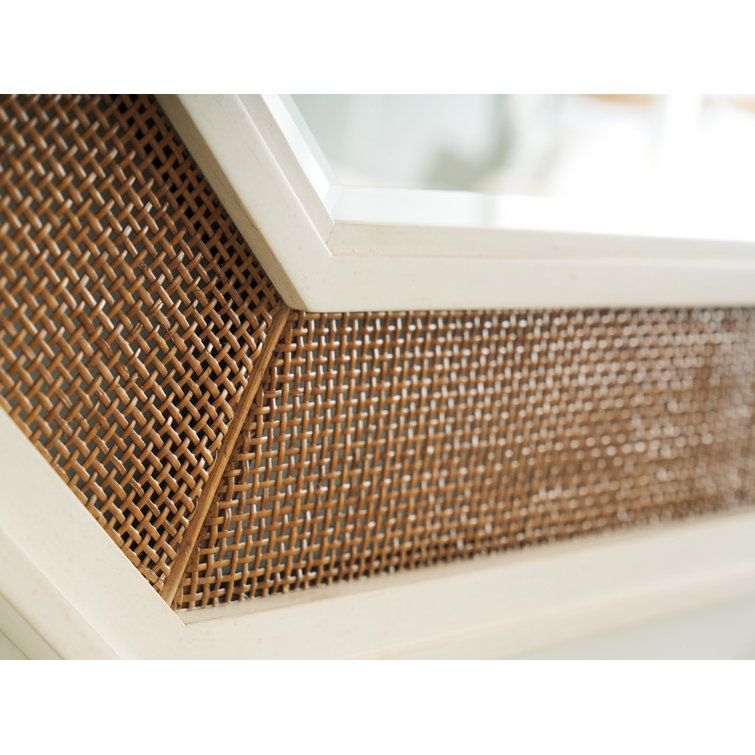 Mid-Century Modern Octagonal Brown and White Wood Wall Mirror