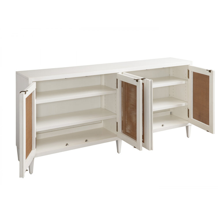 Laguna White and Brown Cane Panel Media Console