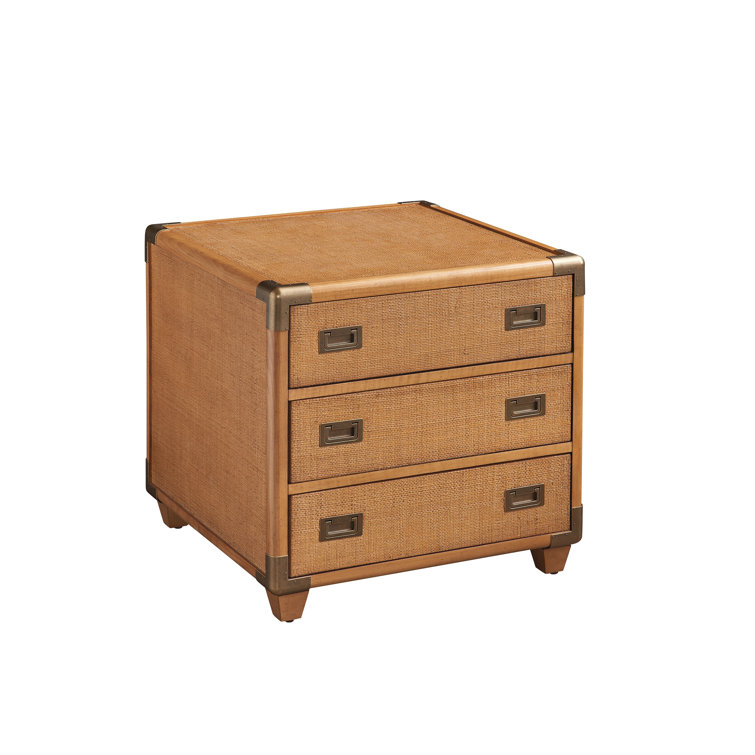 Mid-Century Modern Laguna 3-Drawer Square End Table in Brown