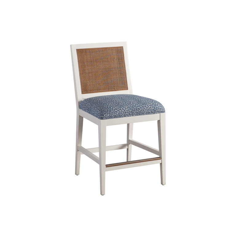 Laguna Extra Tall White Wood Counter Stool with Upholstered Seat