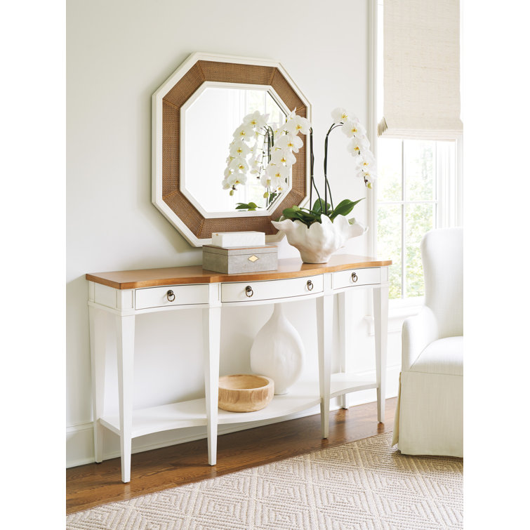 Mid-Century Modern Octagonal Brown and White Wood Wall Mirror