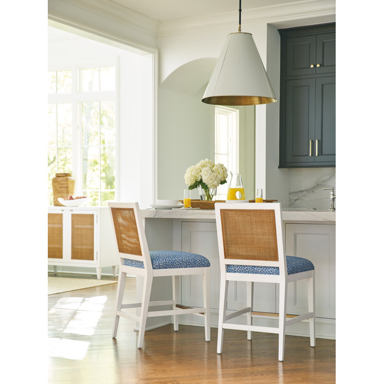 Laguna Extra Tall White Wood Counter Stool with Upholstered Seat