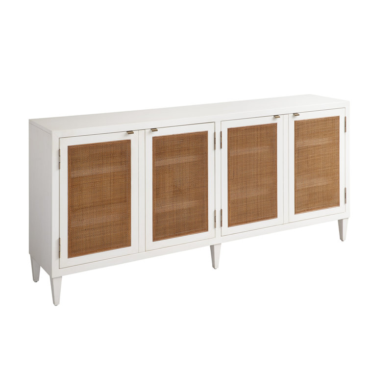 Laguna White and Brown Cane Panel Media Console