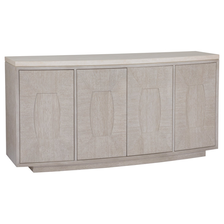 Champagne Taupe Mid-Century Modern Buffet with Anticato Marble Top