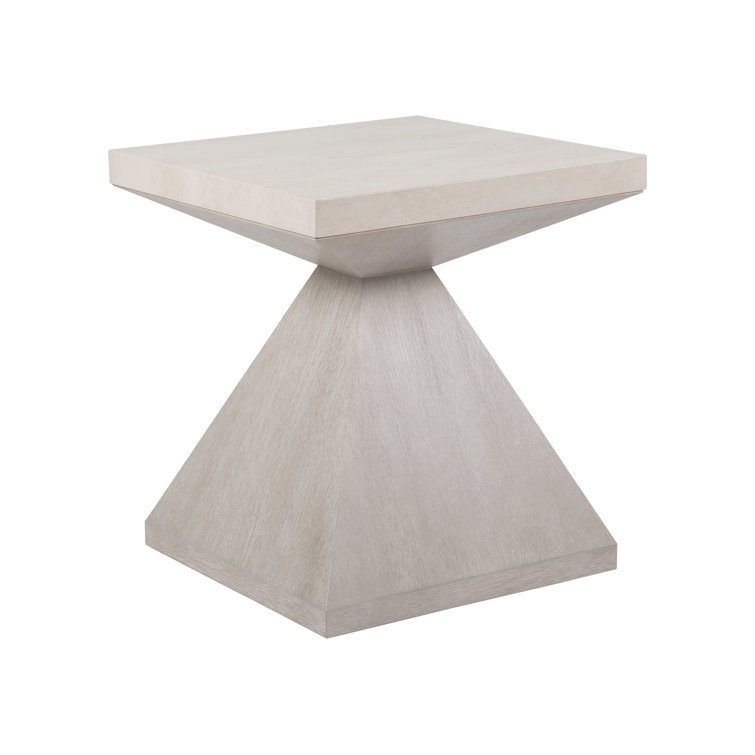 Mid-Century Modern Anticato Marble & Oak Square End Table