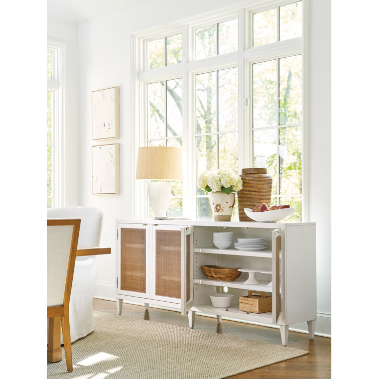 Laguna White and Brown Cane Panel Media Console