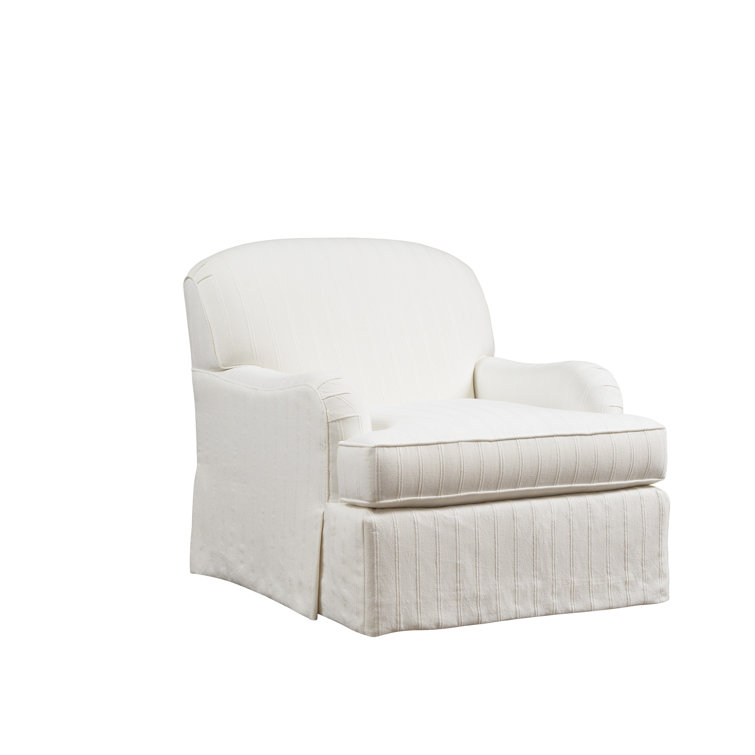 Handcrafted White Slipcovered Armchair with Manufactured Wood Frame