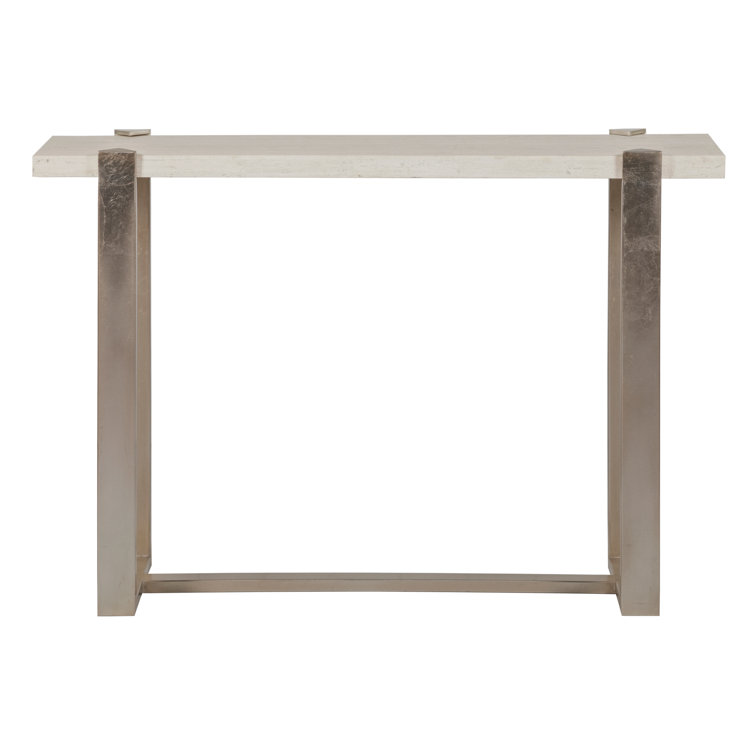 Beige and Silver Mid Century Modern Rectangular Console Table