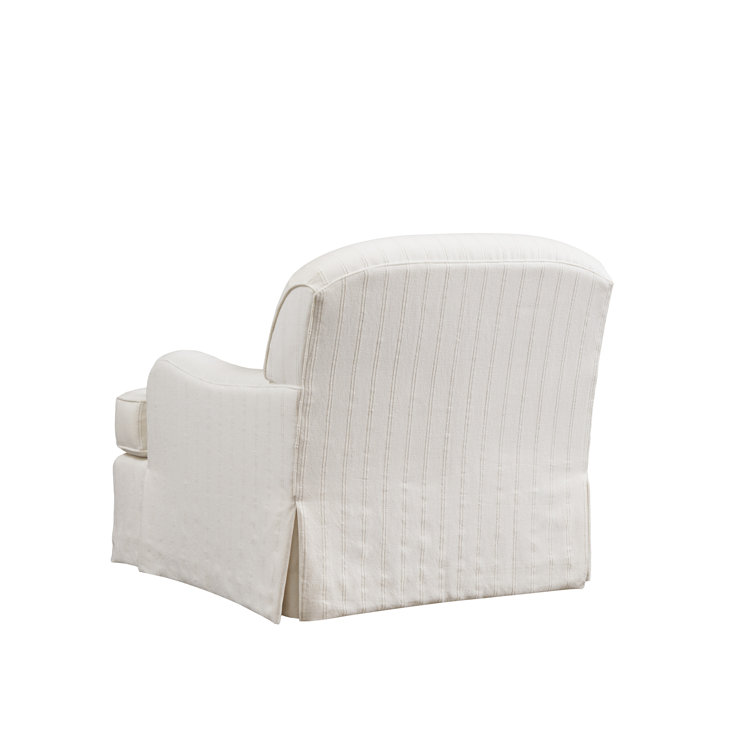Handcrafted White Slipcovered Armchair with Manufactured Wood Frame
