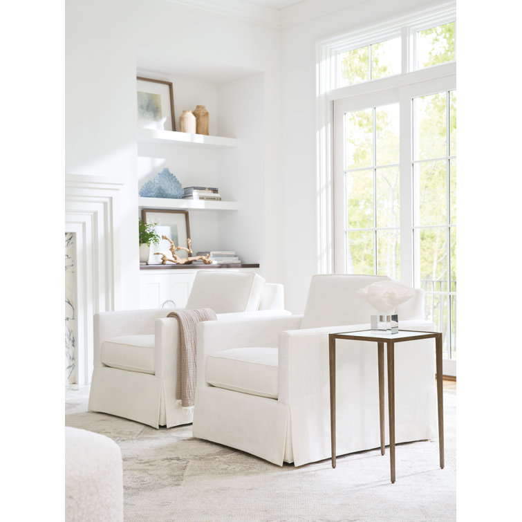 White Swivel Armchair with Manufactured Wood Frame