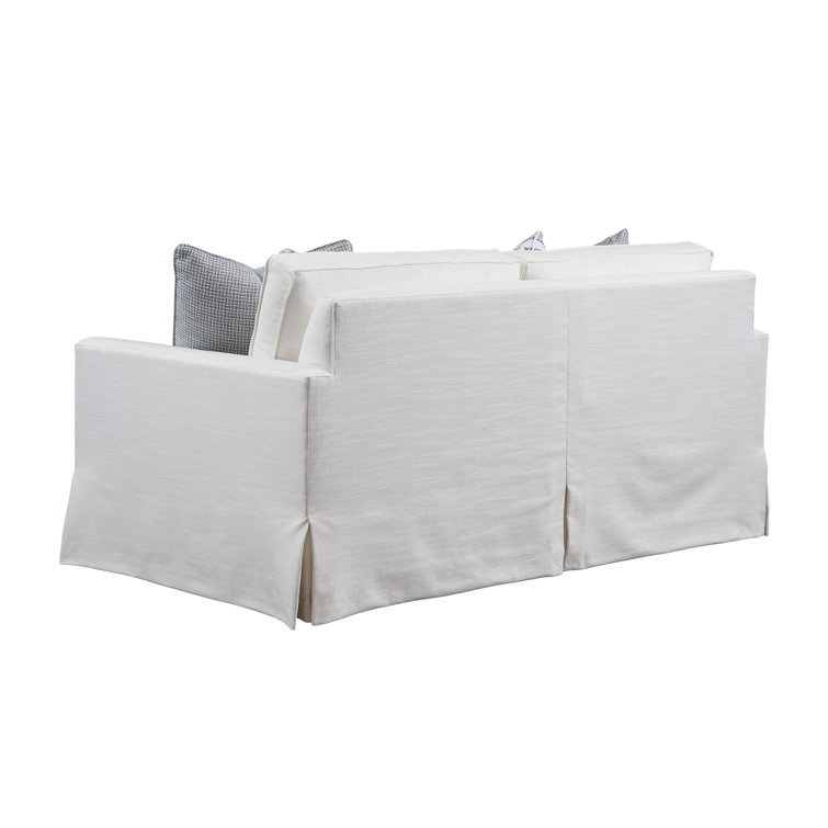 White Cotton Blend Loveseat with Down Fill Cushions