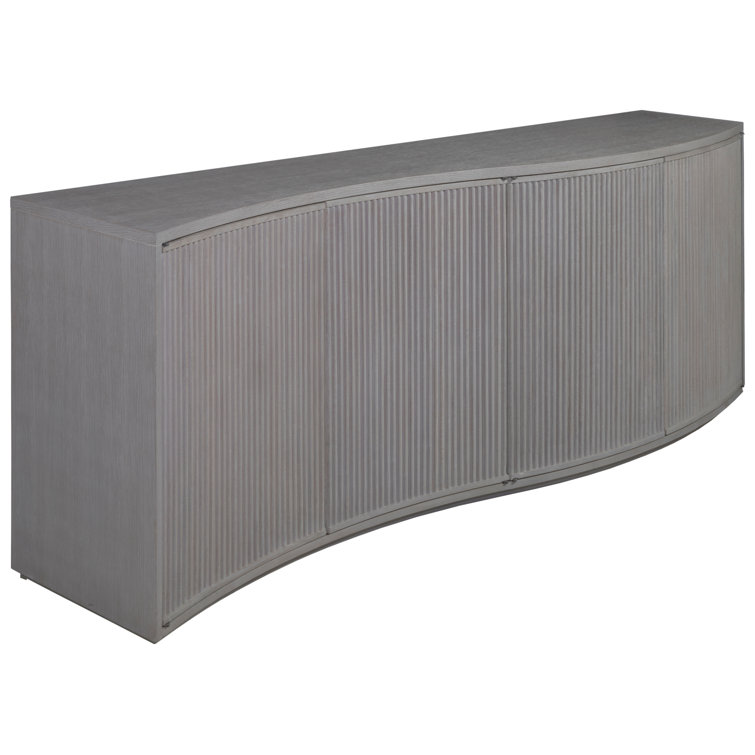Misty Gray Sculpted Oak Media Console with Fluted Doors