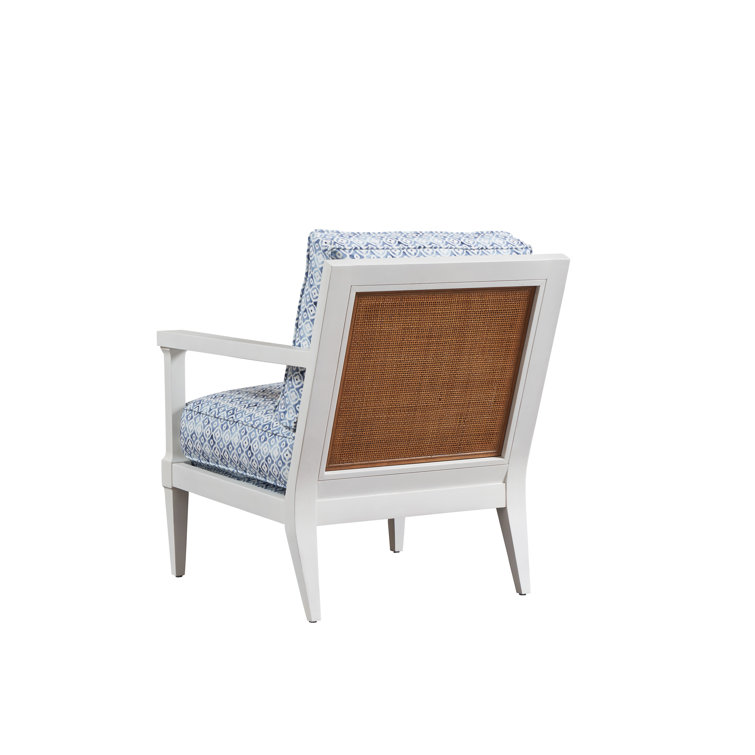 Handcrafted White and Blue Cotton Blend Armchair