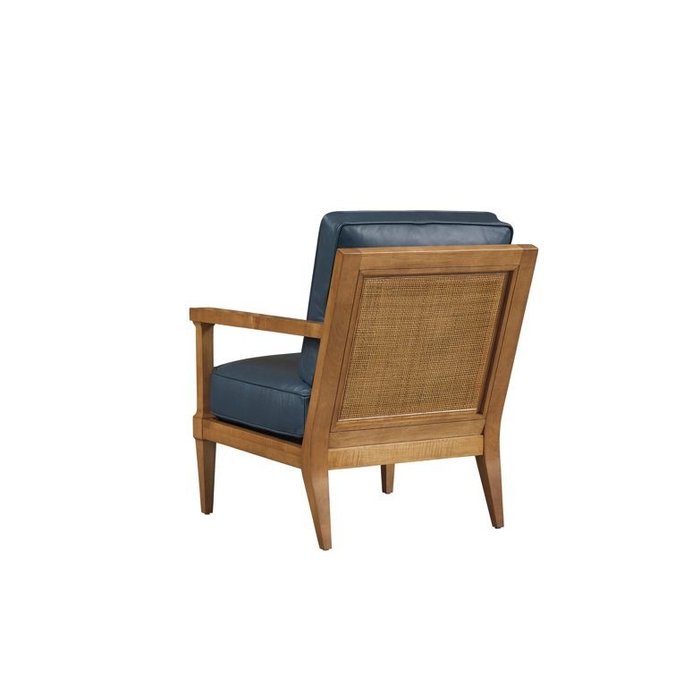 Navy Blue and Brown Genuine Leather Accent Armchair