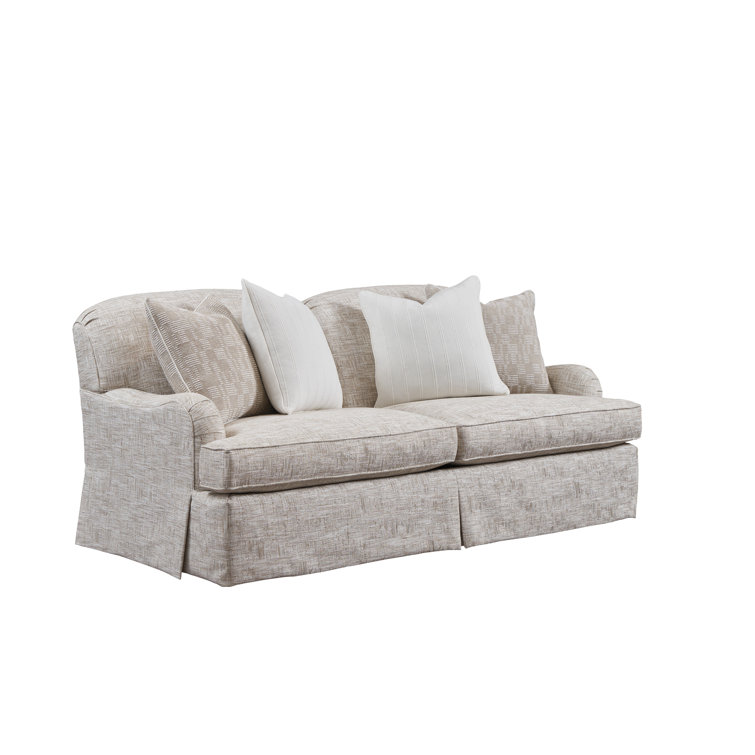 Beige Fabric 76'' Upholstered Sofa with Down Fill Cushions