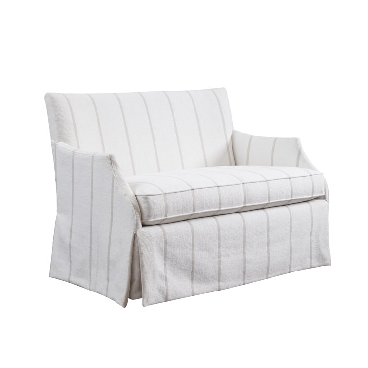 White Fabric Settee with Down Fill Cushions and Tight Back