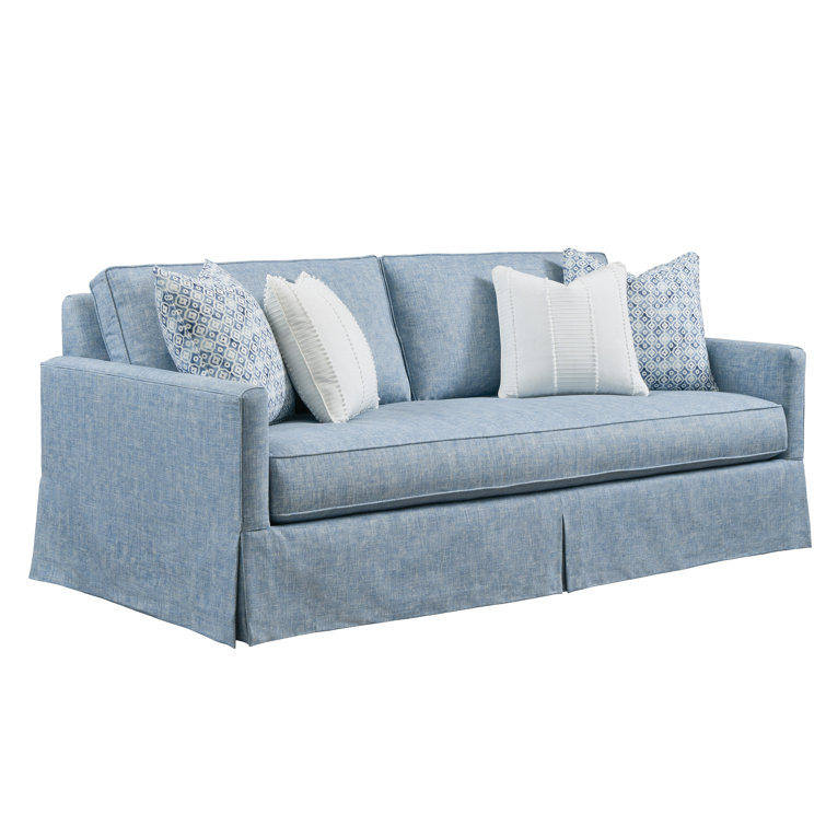 Blue Fabric 82'' Upholstered Sofa with Down Fill Cushions