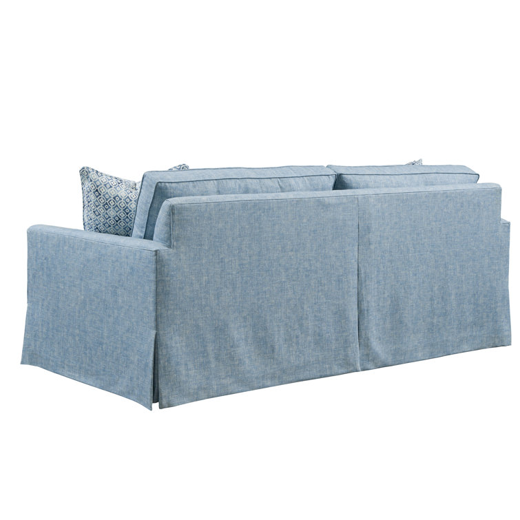 Blue Fabric 82'' Upholstered Sofa with Down Fill Cushions
