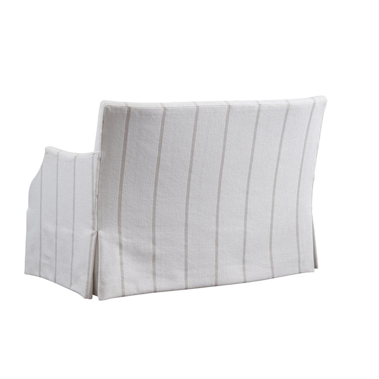 White Fabric Settee with Down Fill Cushions and Tight Back