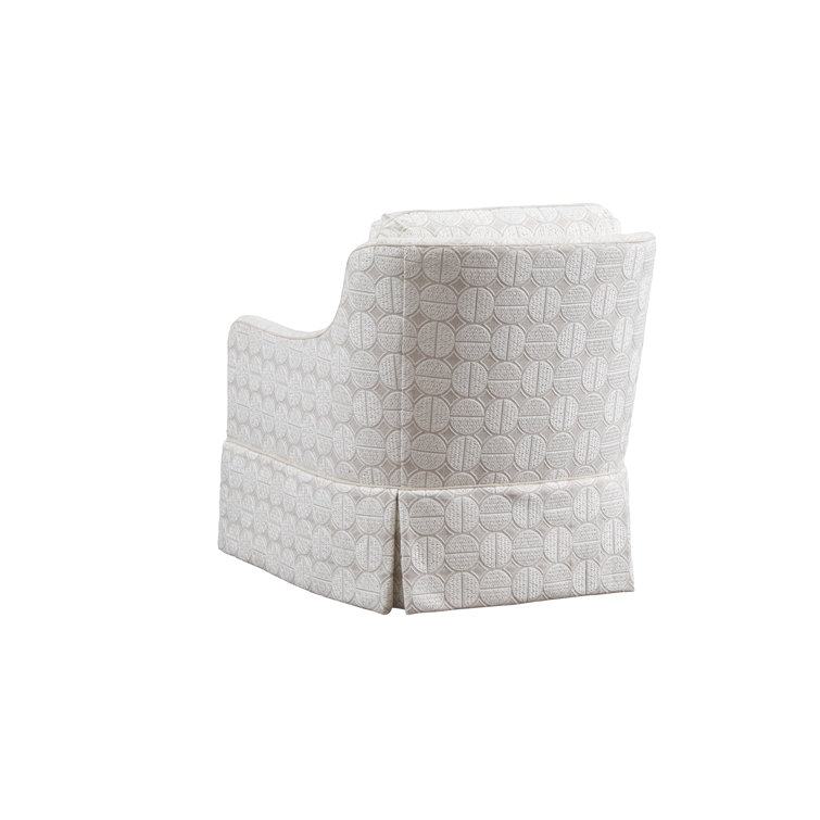 Beige and Gray Down-Filled Swivel Armchair with Polyester Blend Upholstery