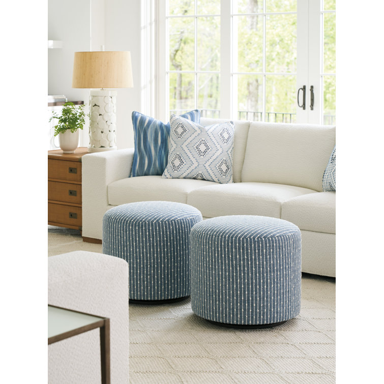Barclay Butera Blue Polyester Blend Upholstered Ottoman
